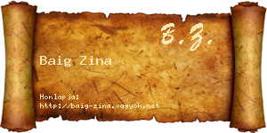 Baig Zina névjegykártya
